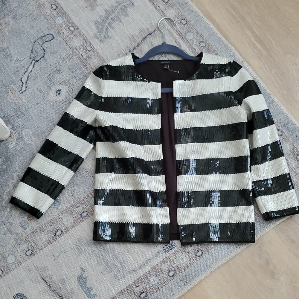 NWOT Ann Taylor Striped Sequin Stretch Jacket szXS